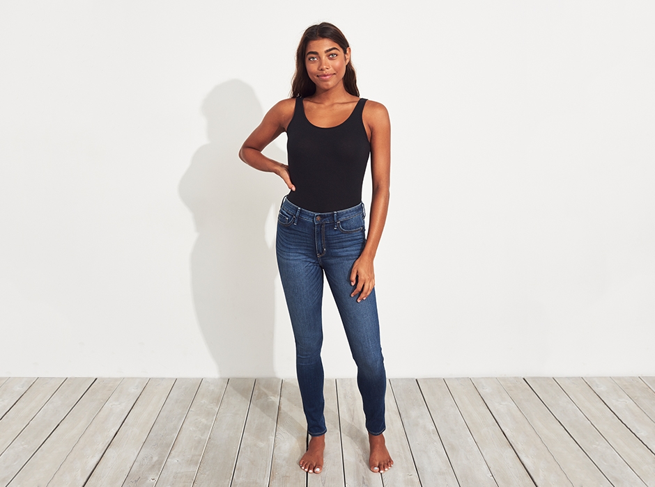 Hollister Super Skinny High Rise Damen Kleidung Jeans Jeans mit hoher Taille Hollister Jeans mit hoher Taille 