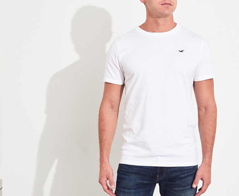 Hollister Longline Curved Hem Crew T-Shirt 5-Pack