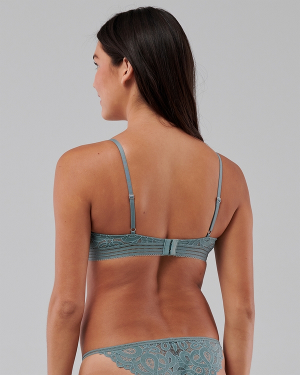 Gilly Hicks Crochet Lace Unlined Balconette Bra, Teal view 2