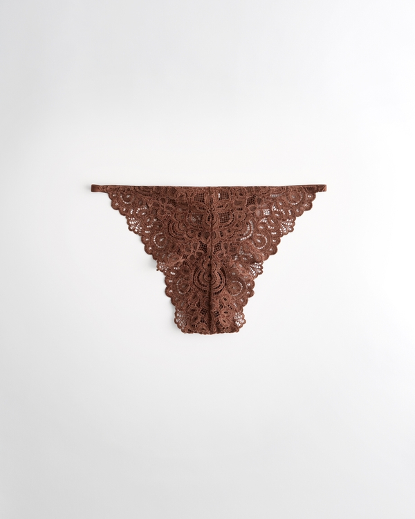 Gilly Hicks Lace String Cheeky Underwear, Dark Brown Lace view 2