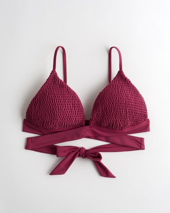 Women's Smocked Wrap Triangle Bikini Top Women's Sale