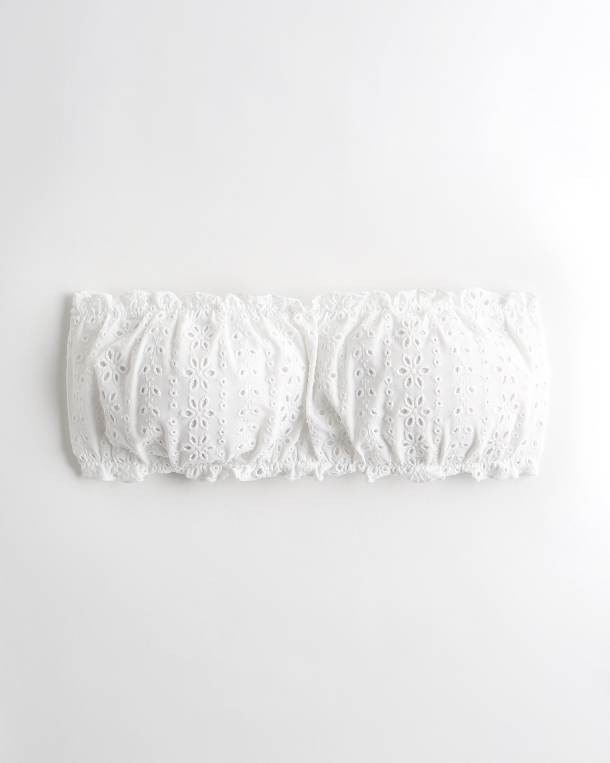 white ruffle bandeau bikini top