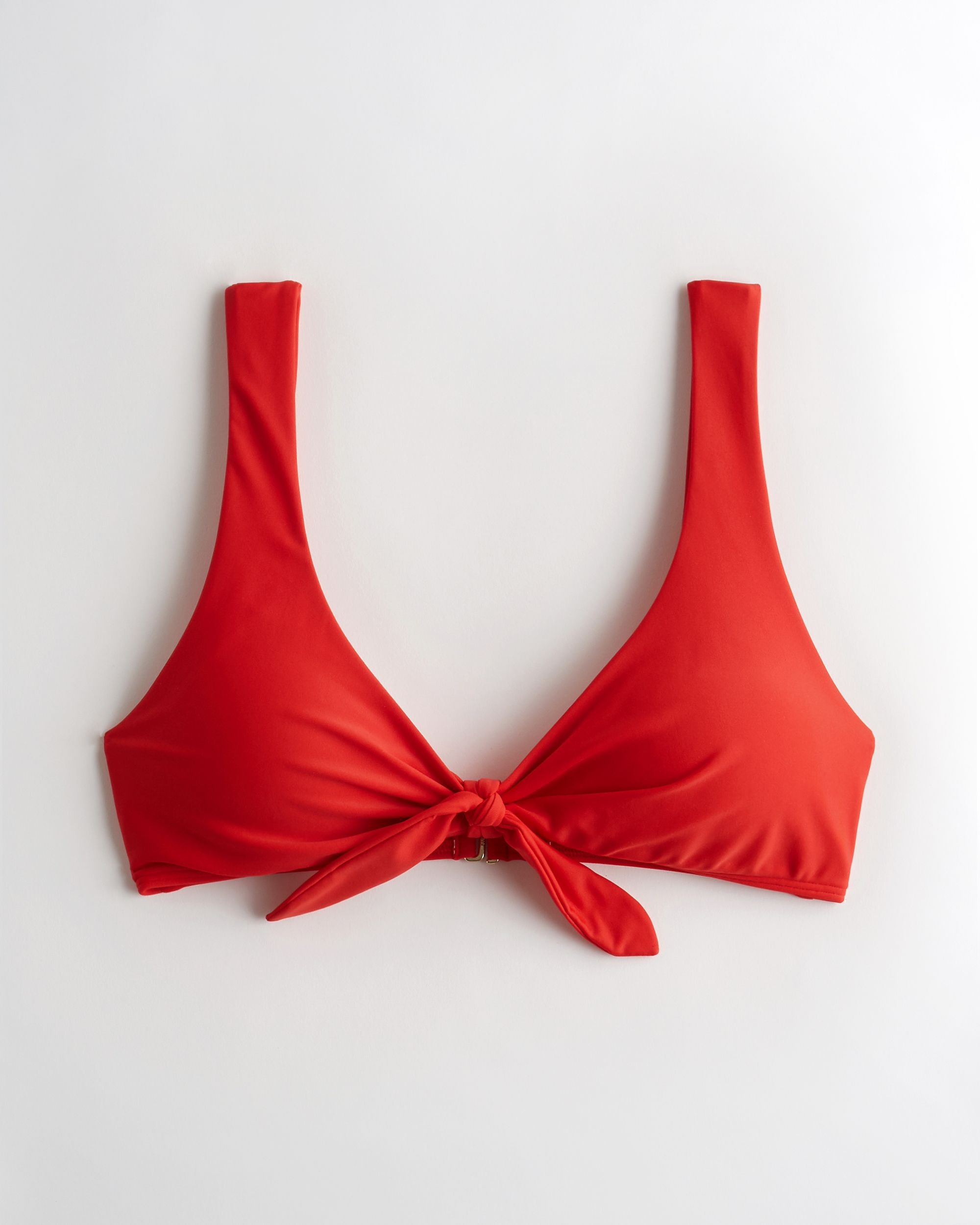 red tie front bikini top