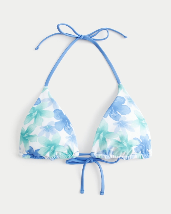 Reversible Triangle Bikini Top, Light Blue Pattern view 1