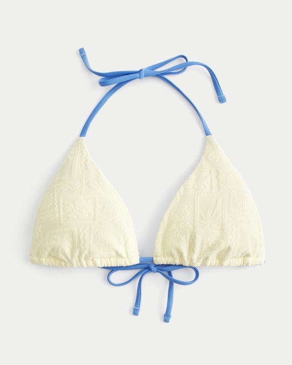 Reversible Jacquard Triangle Bikini Top, Yellow Dd view 1