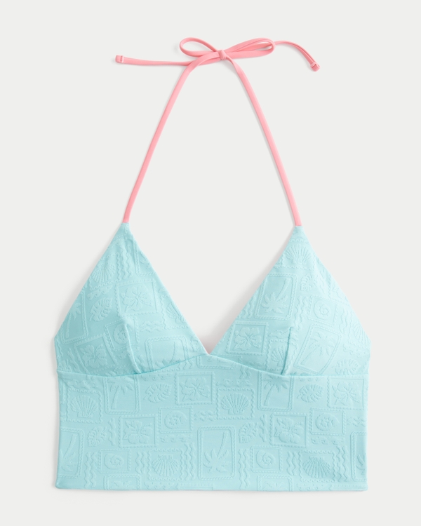 Reversible Jacquard Tankini, Turquoise-pink view 1
