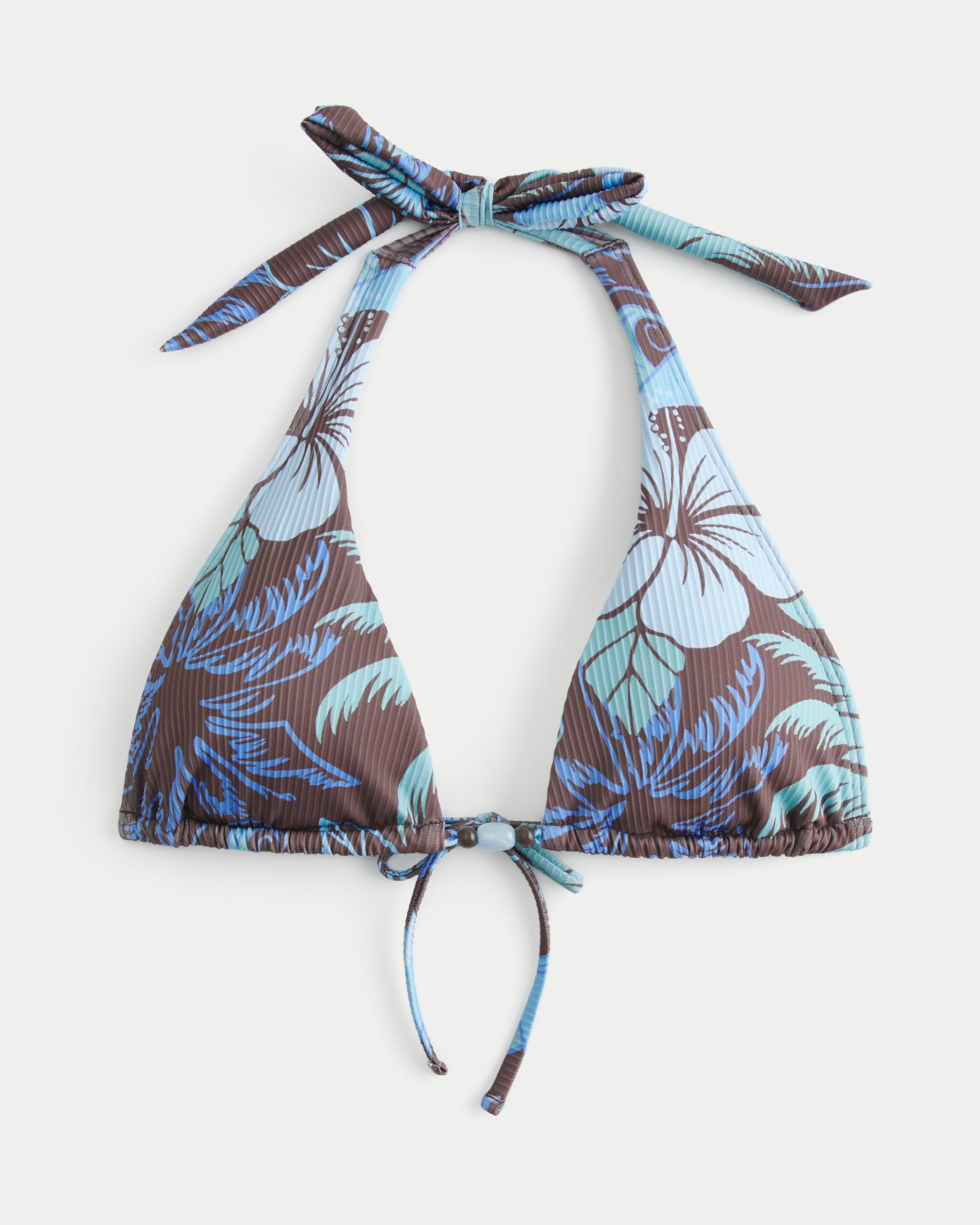 Rib Elongated Triangle Bikini Top