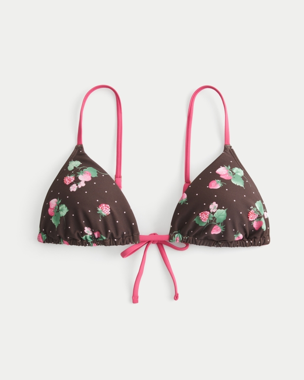 Beaded Over-the-Shoulder Triangle Bikini Top, Light Brown Pattern view 1