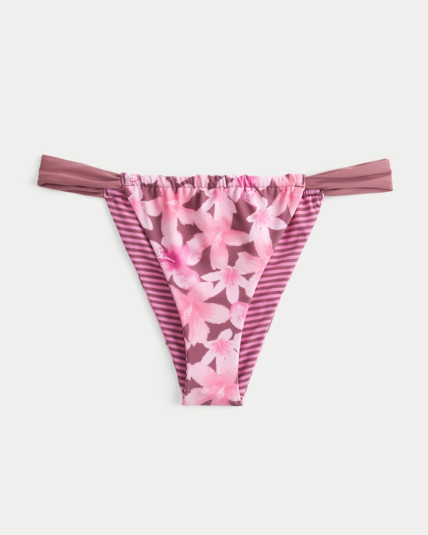 Reversible Wide-Strap Cheeky Bikini Bottom, Pink Pattern view 1