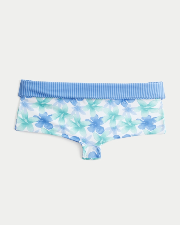 Reversible Foldover Swim Shortie, Light Blue Pattern view 1