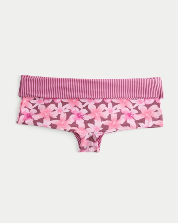 Reversible Foldover Swim Shortie, Pink Pattern view 1
