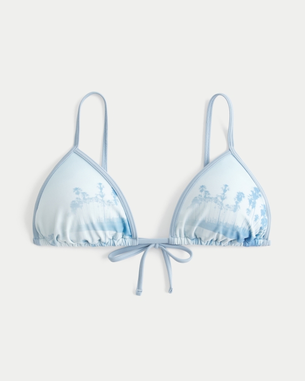 Beach Graphic Triangle Bikini Top, Blue Print view 1