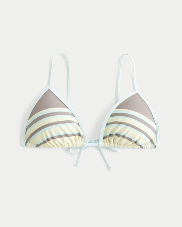 Striped Triangle Bikini Top, Yellow Stripe view 1
