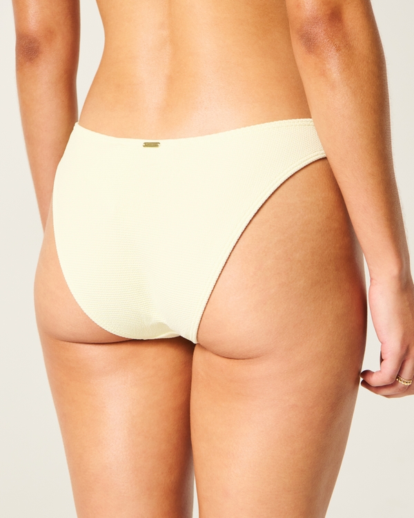 Waffle High-Waist Cheeky Bikini Bottom, Yellow view 2