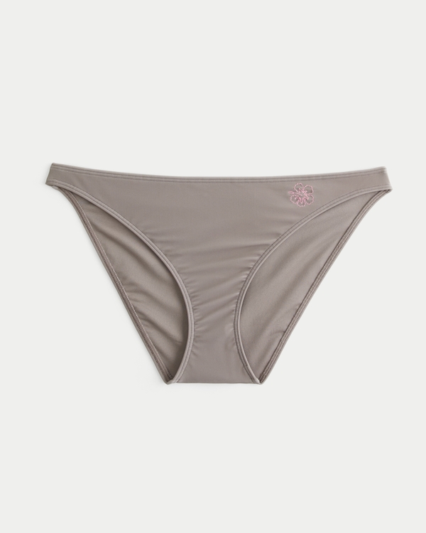 Embroidered Bikini Bottom, Light Brown view 1
