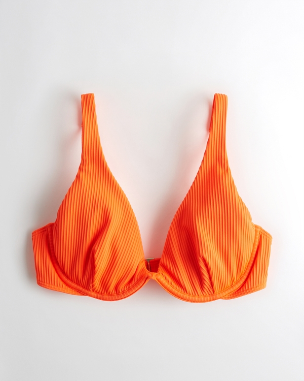 Filles Haut de bikini côtelé à armatures et bretelles hautes | Filles Swimwear | HollisterCo.com