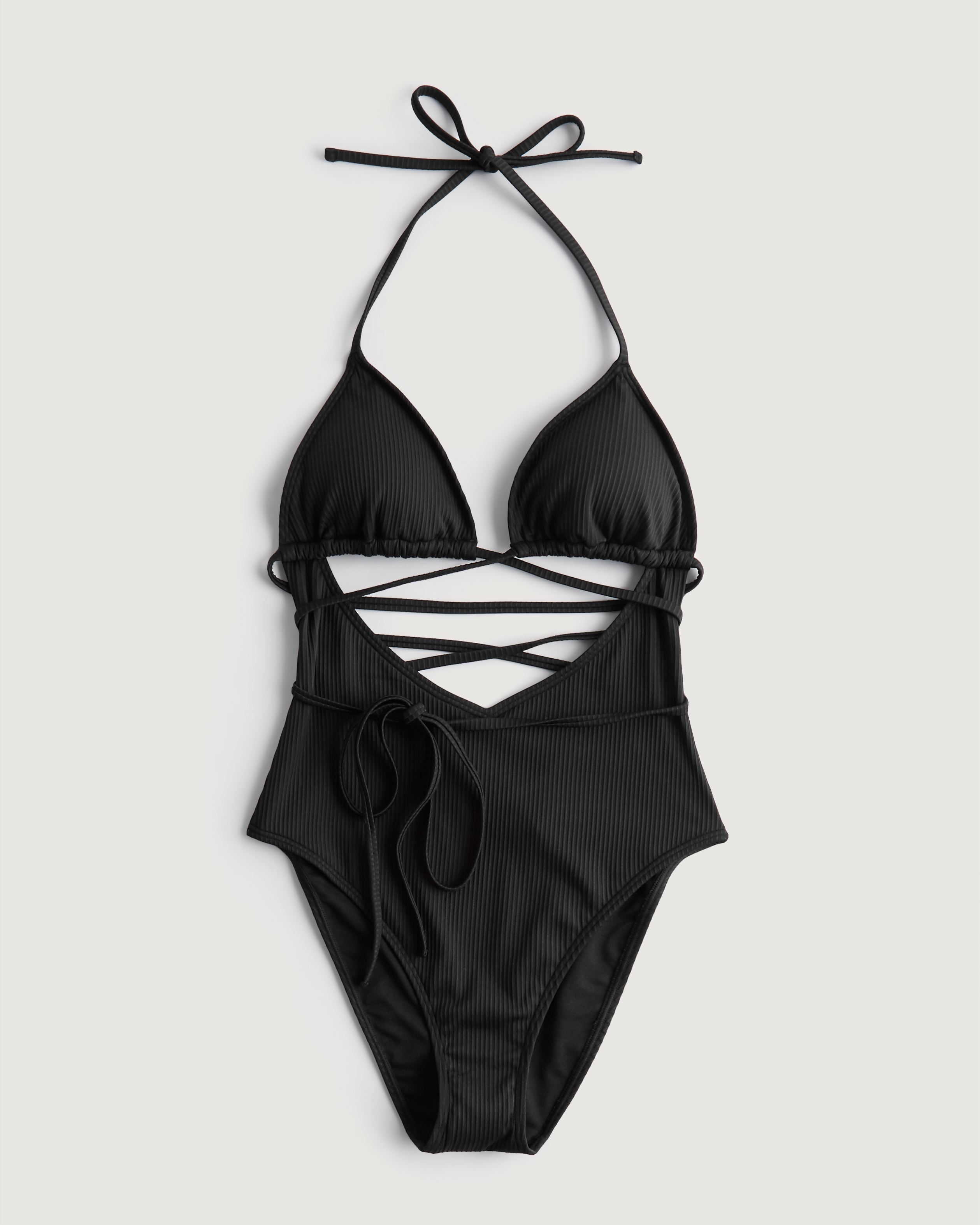 Ribbed Strappy Cutout One-Piece Swimsuit