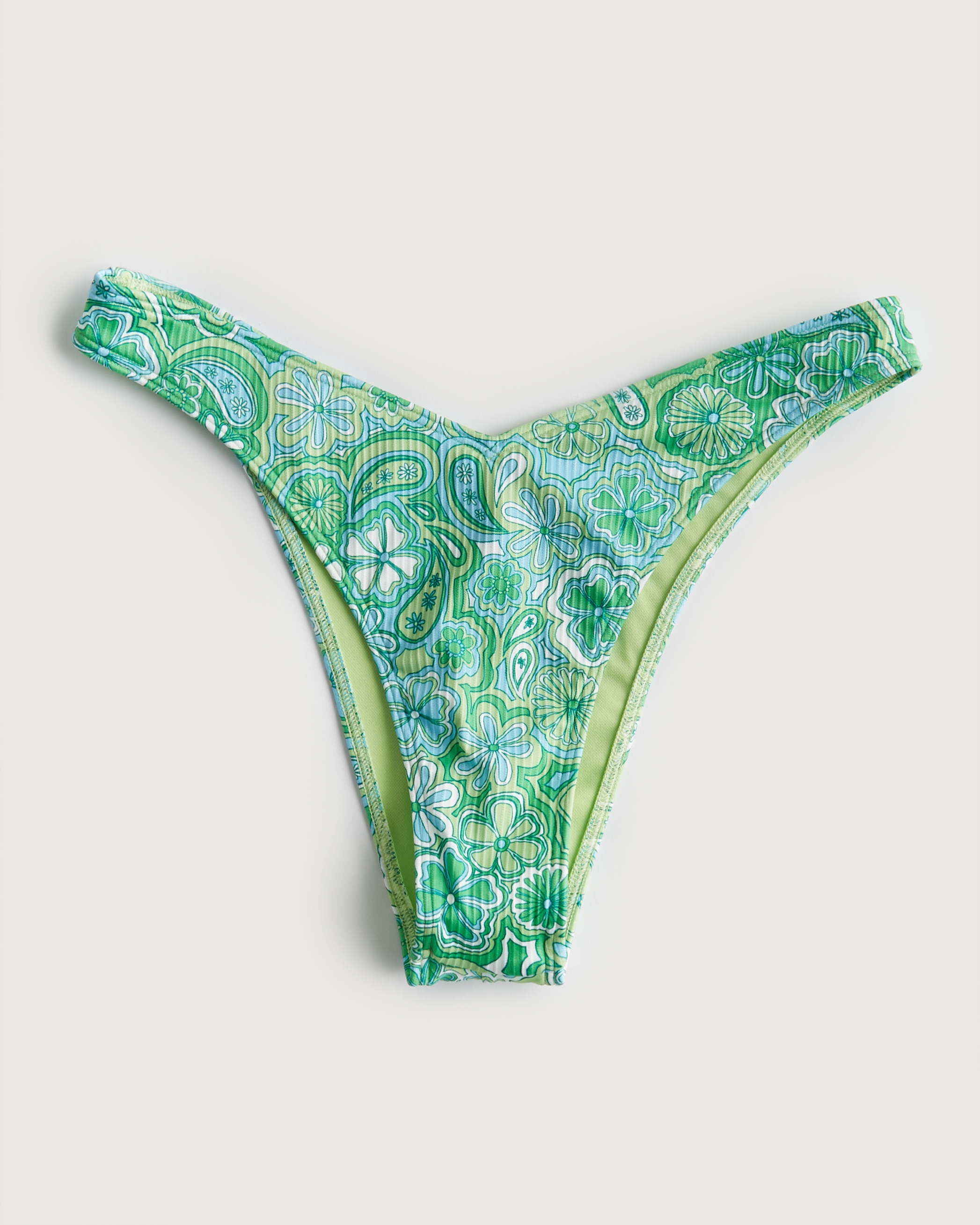 High-Waisted Ribbed French-Cut Bikini Swim Bottoms