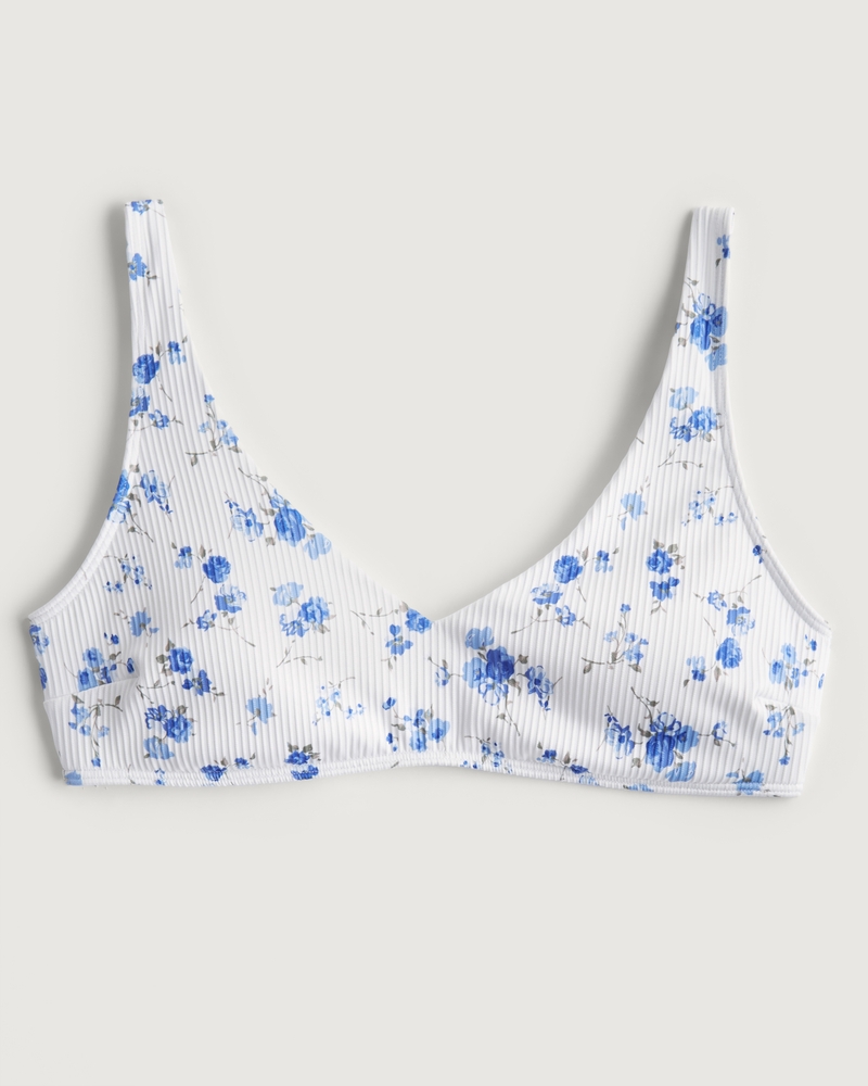 Women's Ribbed VNeck Scoop Bikini Top Women's Swimwear