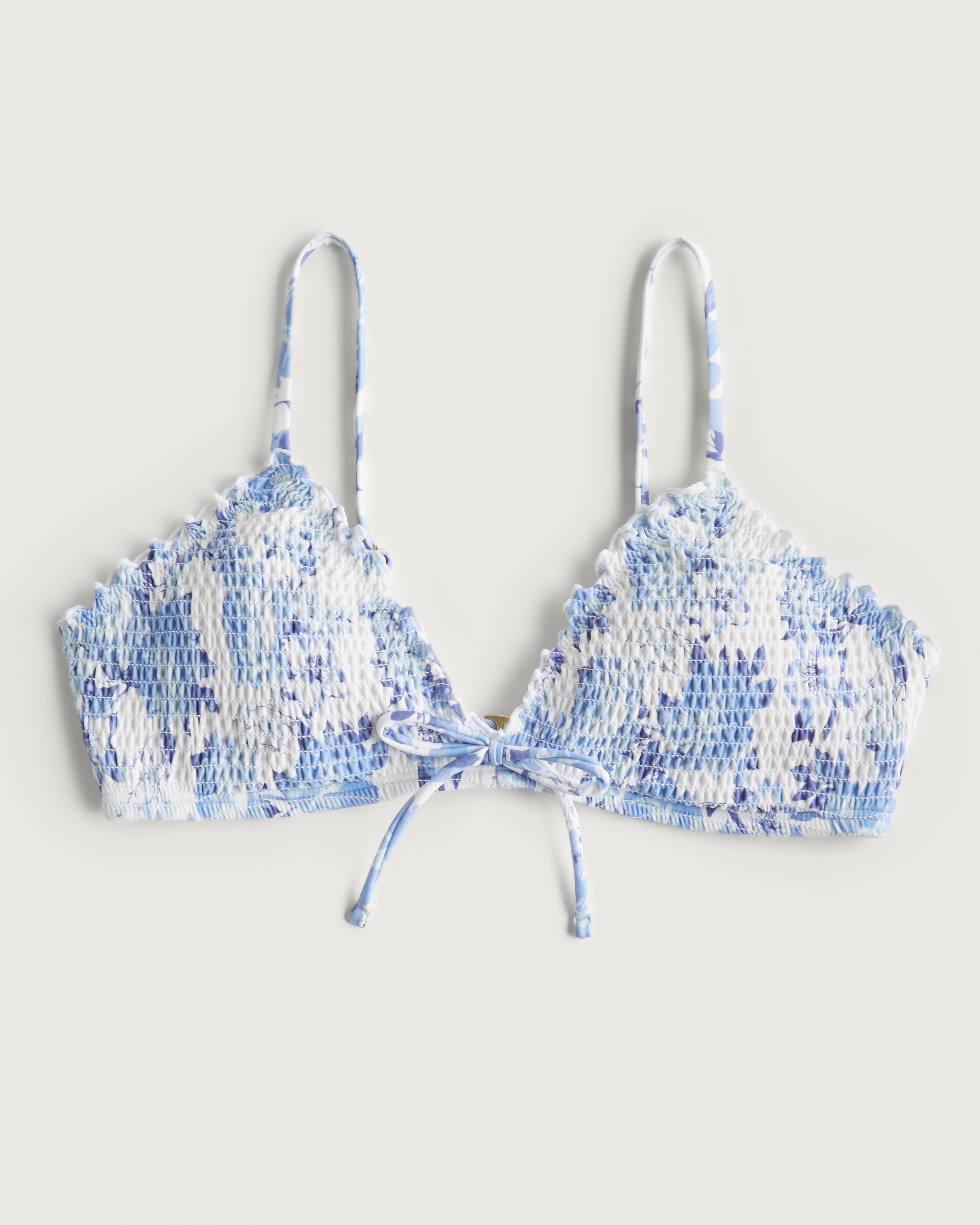 Hollister Smocked Lettuce Edge Triangle Bikini Top