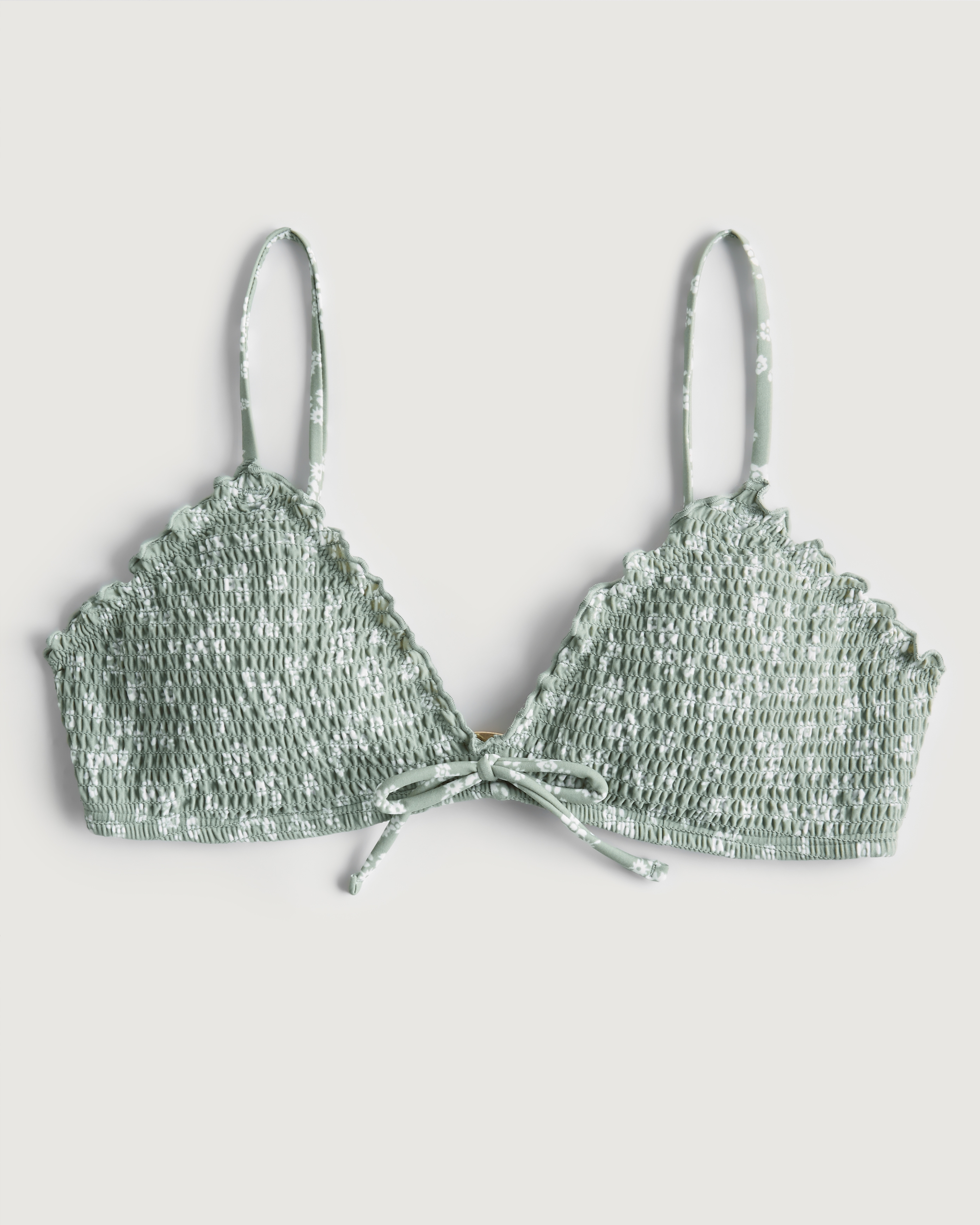 Hollister Smocked Lettuce Edge Triangle Bikini Top