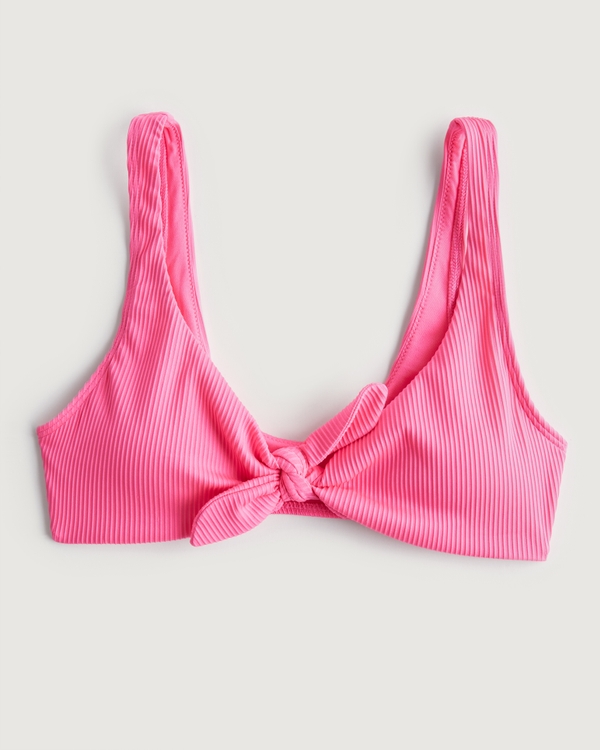 Femmes Haut de bikini triangle côtelé à nouer sur le devant | Femmes Swimwear | HollisterCo.com