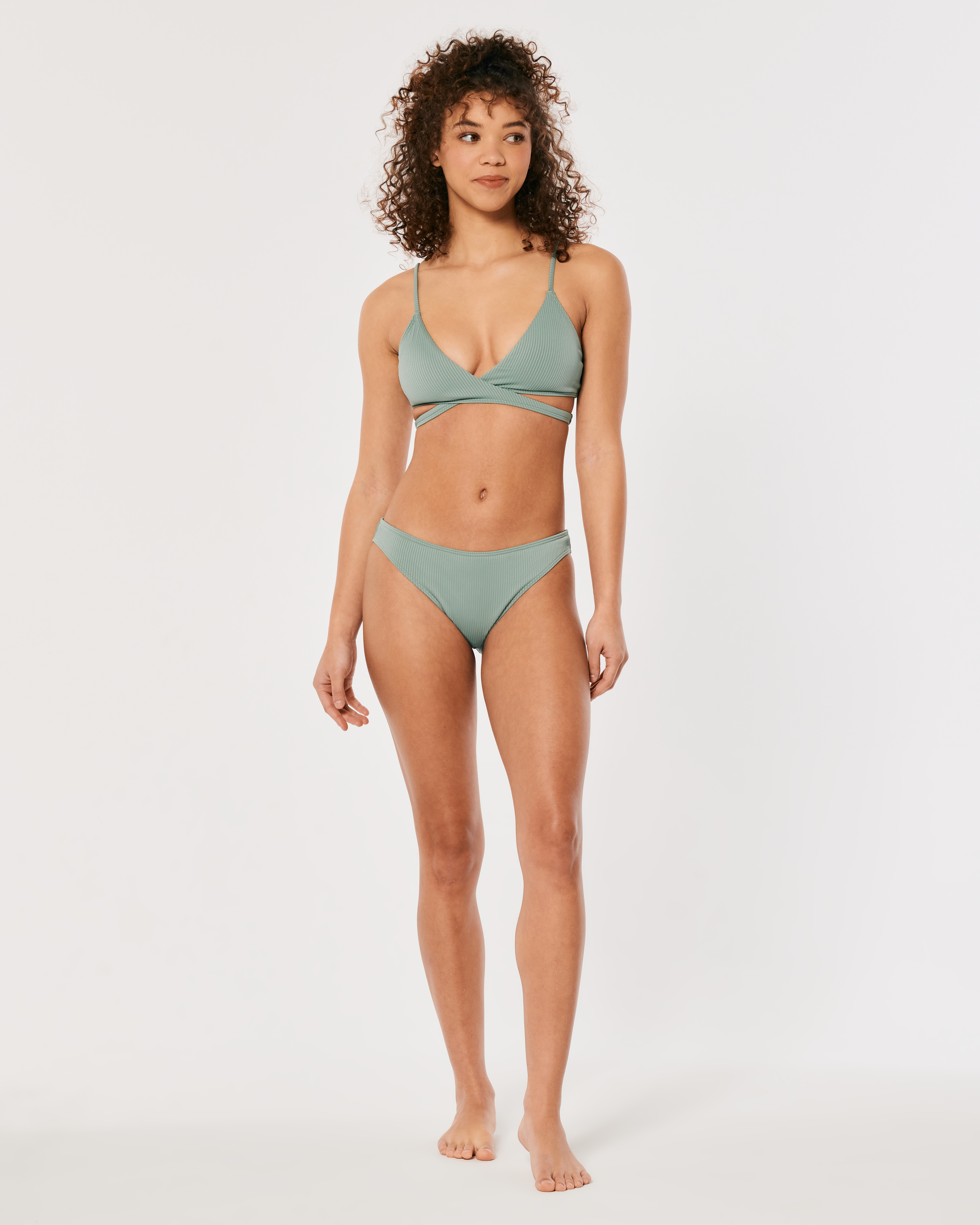 Hollister ribbed online triangle bikini top