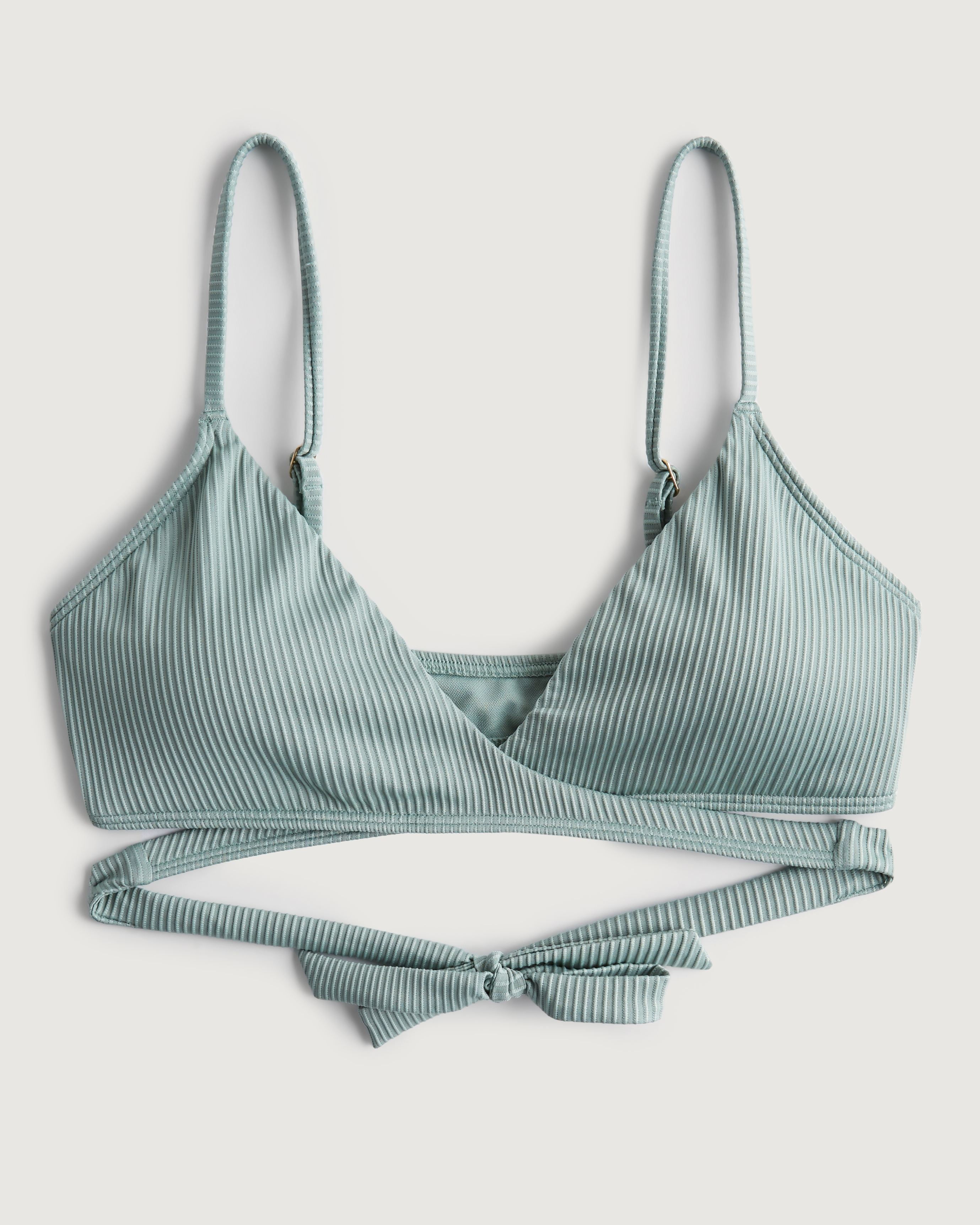 Hollister frilly strap bikini top in rib