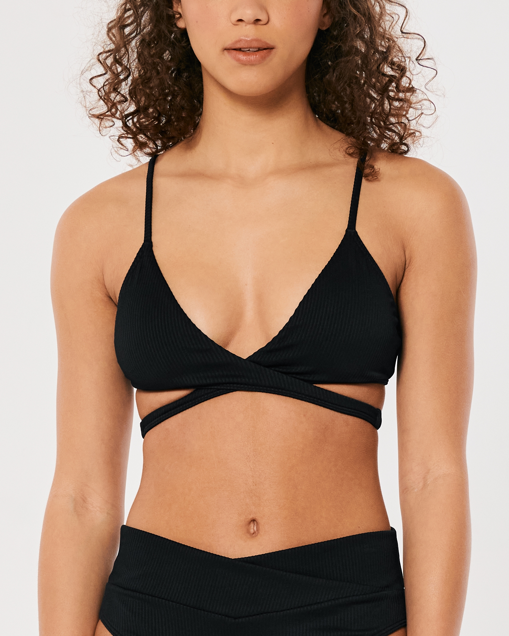 Ribbed Wrap Triangle Bikini Top