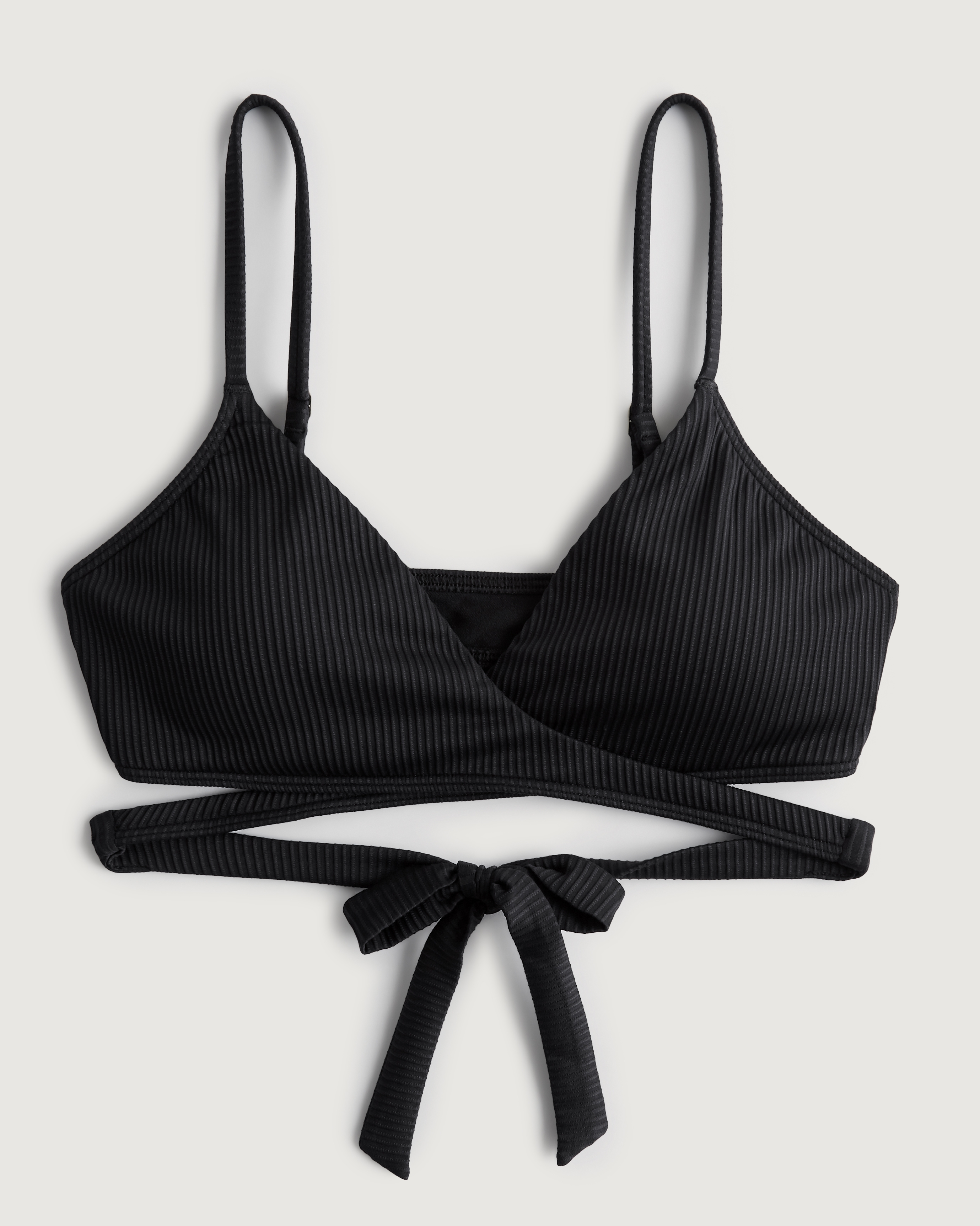 Hollister ribbed underwire co-ord bikini top in black