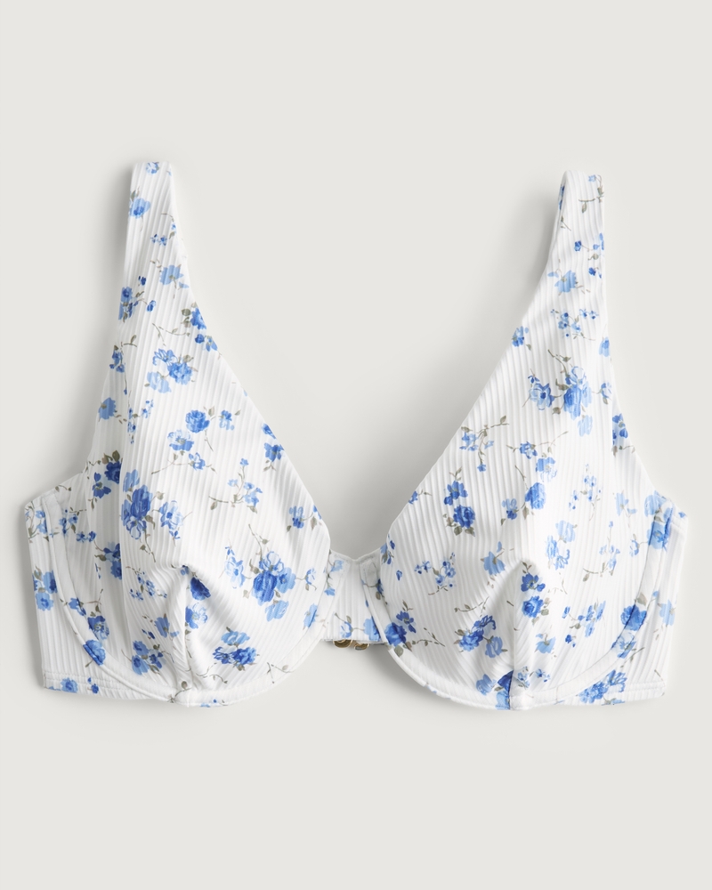 Women's Curvy High Apex Ribbed Underwire Bikini Top Women's Swimwear