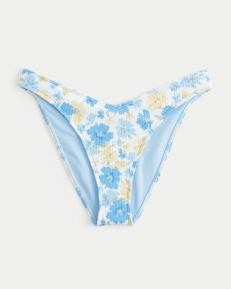 Women's Ribbed VFront HighLeg Cheeky Bikini Bottom Women's