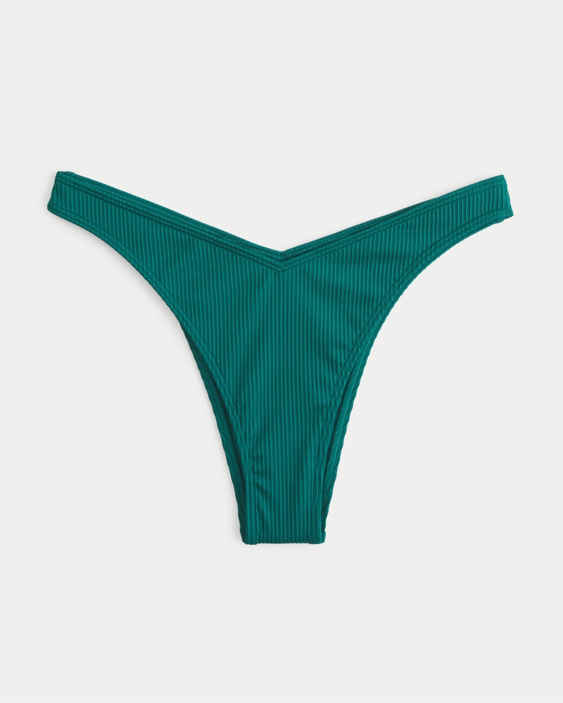 Women s Ribbed V Front High Leg Cheekiest Bikini Bottom Women s Clearance HollisterCo