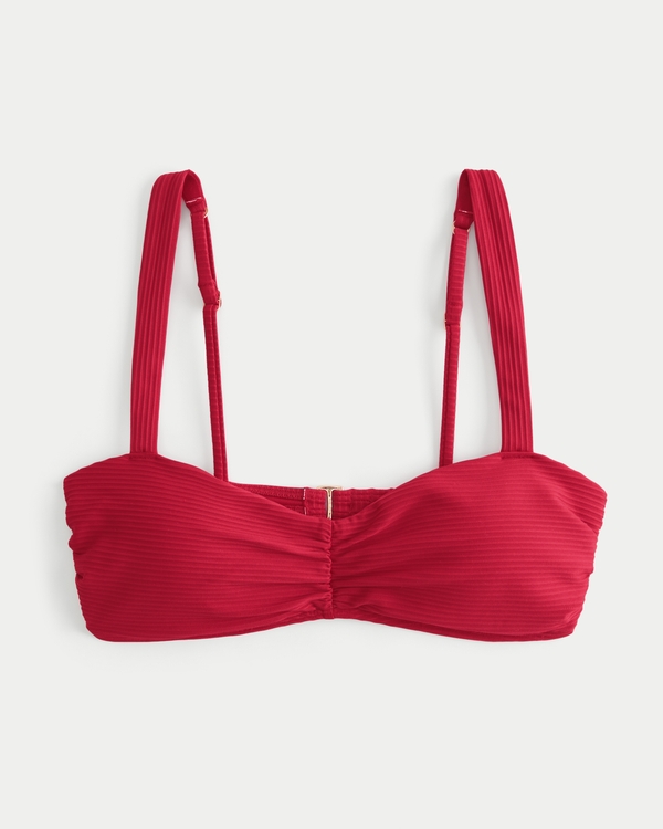 Ribbed Scoop Bikini Top, Dark Red