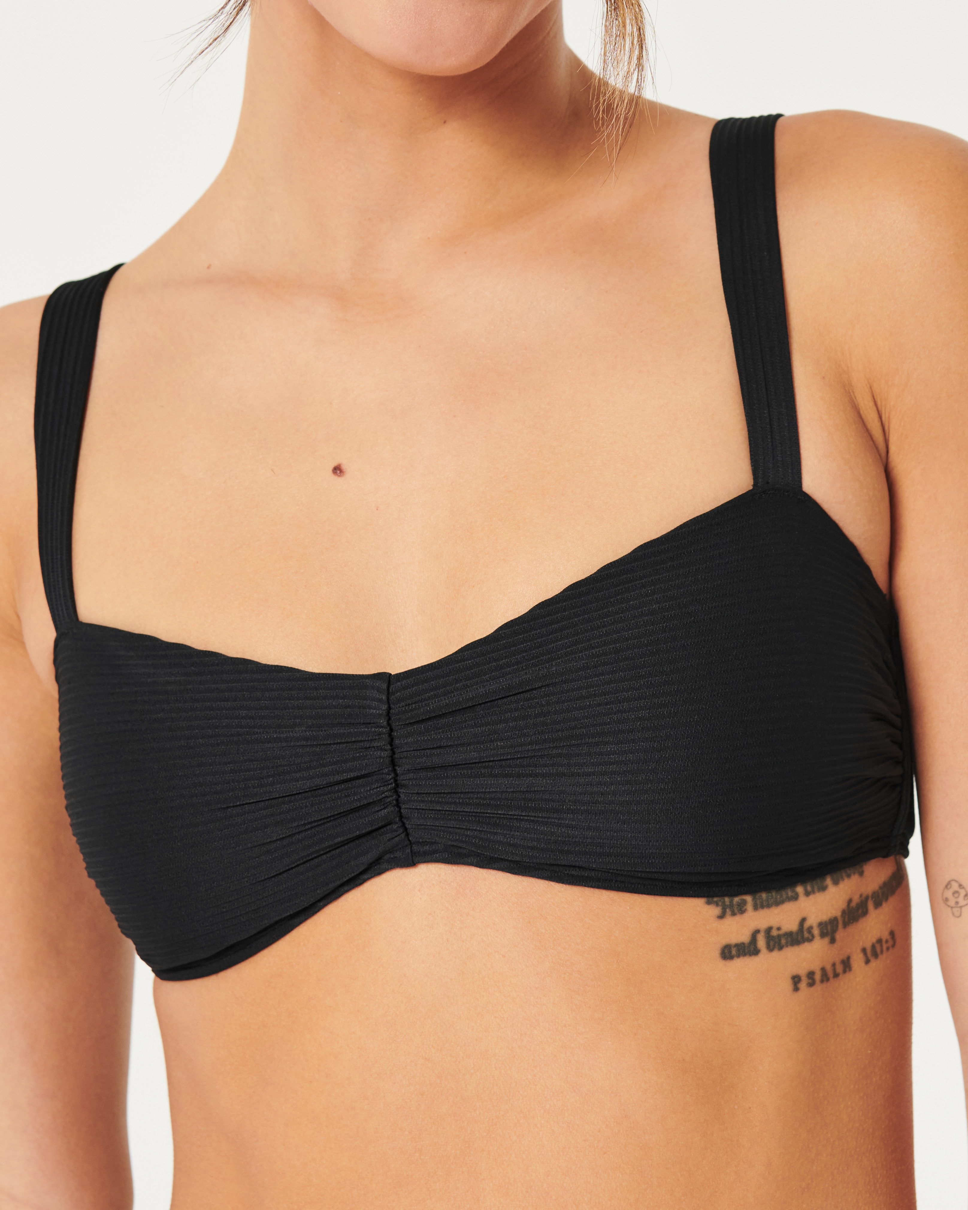 Mama  Hollister Black Scoop Lace-up Tie Sides Bikini Top