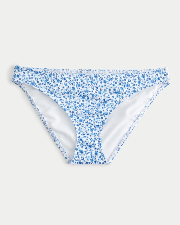Ribbed Bikini Bottom, Light Blue Floral
