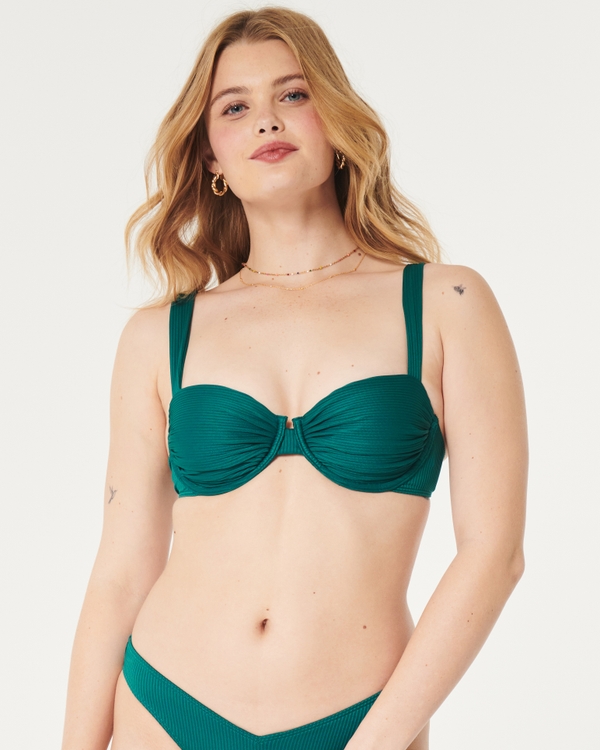 Ribbed Ruched Balconette Bikini Top