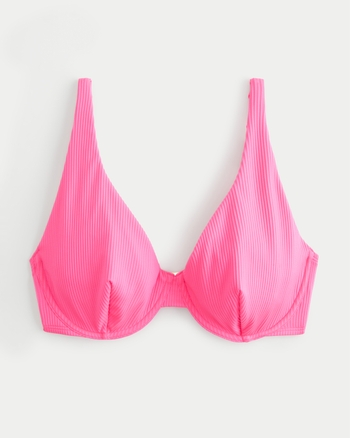 Damen Curvy High Apex Ribbed Underwire Bikini Top Damen Bademode