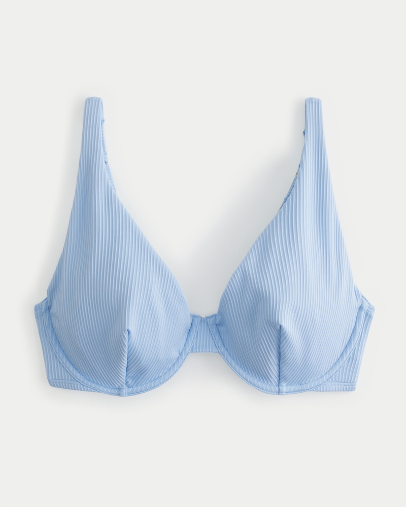 Women's Curvy High Apex Ribbed Underwire Bikini Top Women's Swimwear