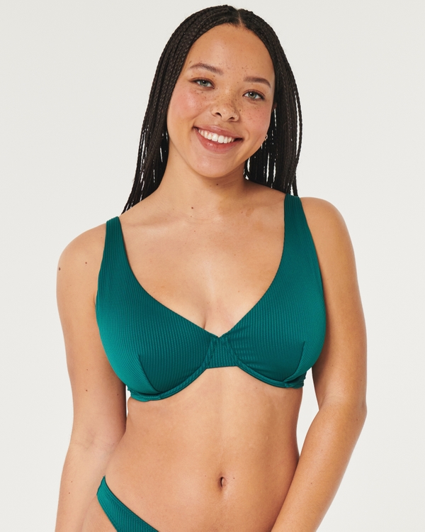 Push-up Balconette Bikini Top - Dark green - Ladies