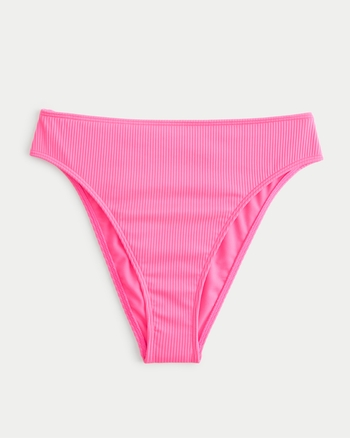 Women s Curvy High Leg High Waist Ribbed Cheeky Bikini Bottom
