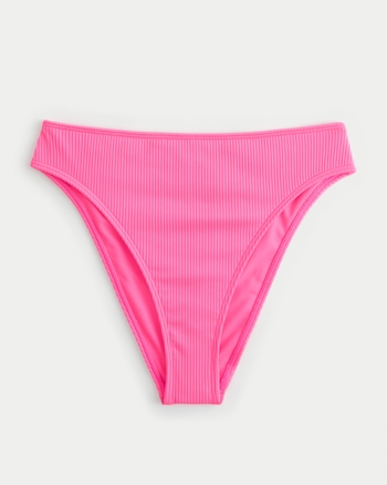 Mujeres Curvy HighLeg HighWaist Ribbed Cheeky Bikini Bottom Mujeres