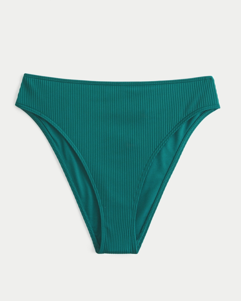 Women's Curvy HighLeg HighWaist Ribbed Cheeky Bikini Bottom Women's