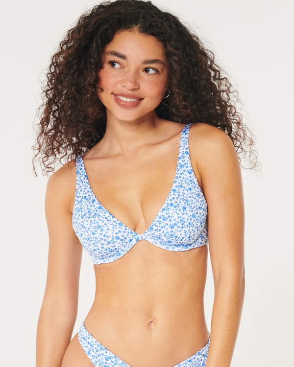 Hollister Gilly Hicks Ribbed Underwire Plunge Bikini Top