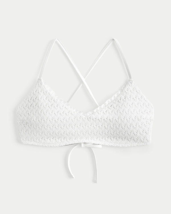 White Clear Strap Scoop Bikini Top