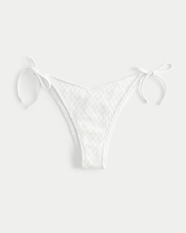 Crochet-Style Cheekiest Bikini Bottom, White