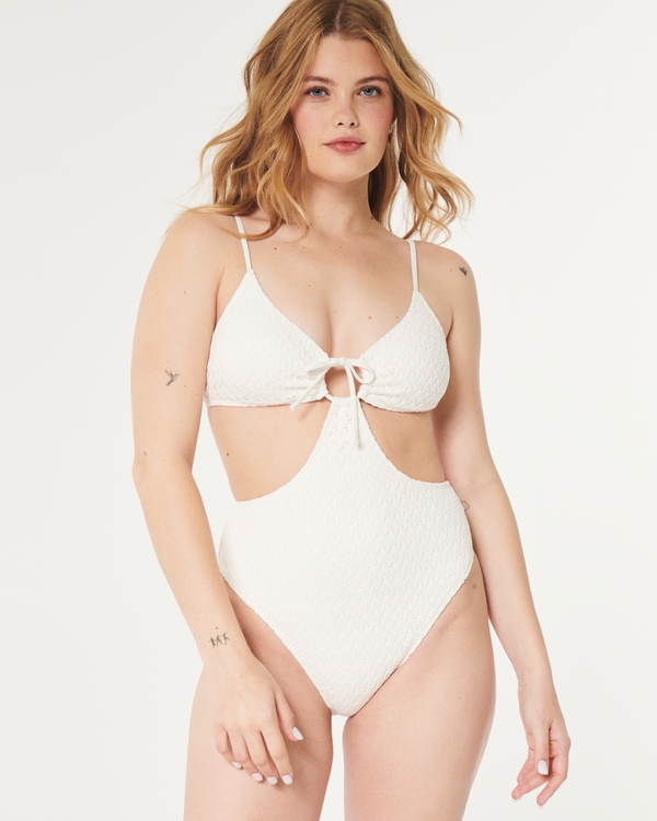 Crochet-Style One-Piece Cheeky Swimsuit