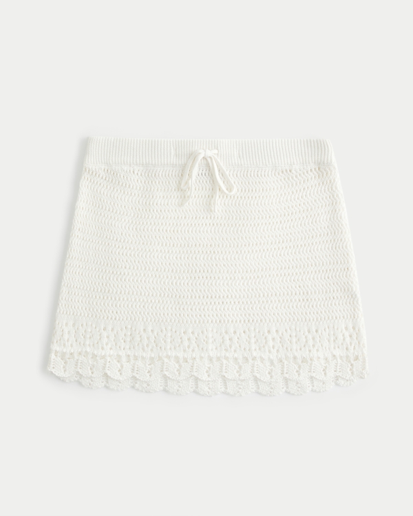 Crochet-Style Cover Up Skirt, Cream