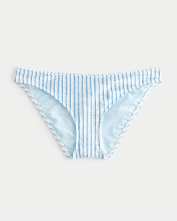 Scrunch-Ribbed Bikini Bottom, Blue Stripe