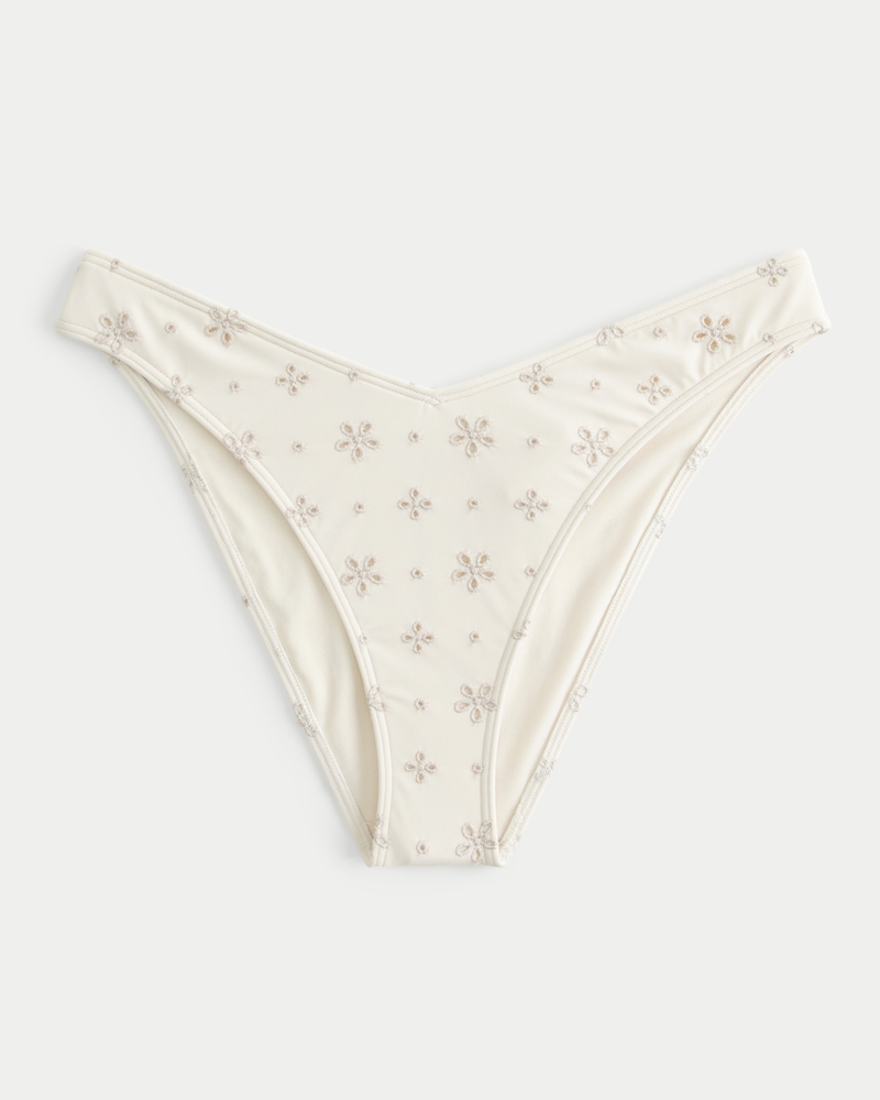 Eyelet High-Leg V-Front Cheeky Bikini Bottom